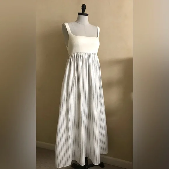 Chic White and Blue Striped Maxi Dress NWOT - Picture 2 of 11